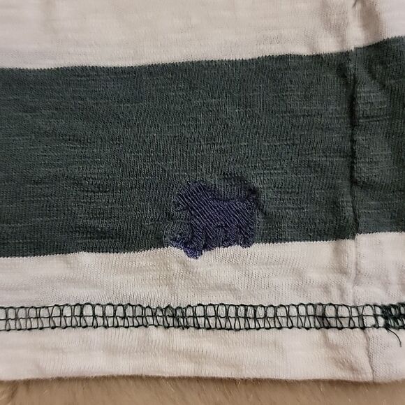 BOY'S MINI BODEN GREEN AND WHITE STRIPED LONG-SLEEVE SHIRT, SIZE 5-6 YEARS - Picture 2 of 6